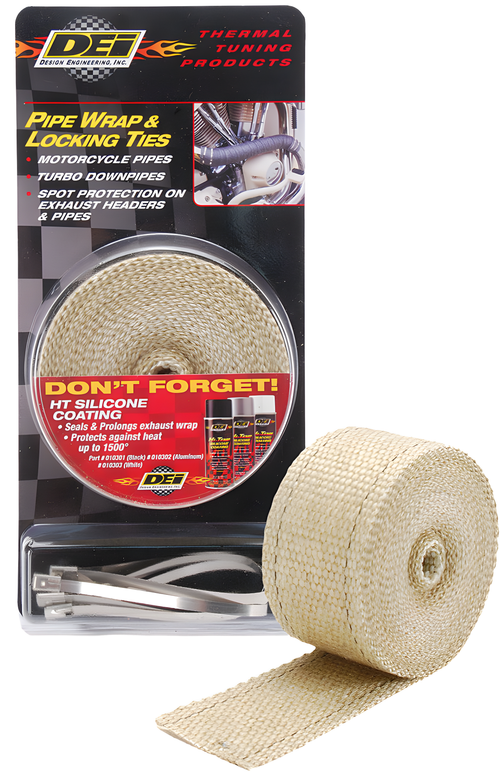 DEI Exhaust Wrap & Tie Kit - Locking Ties TAN