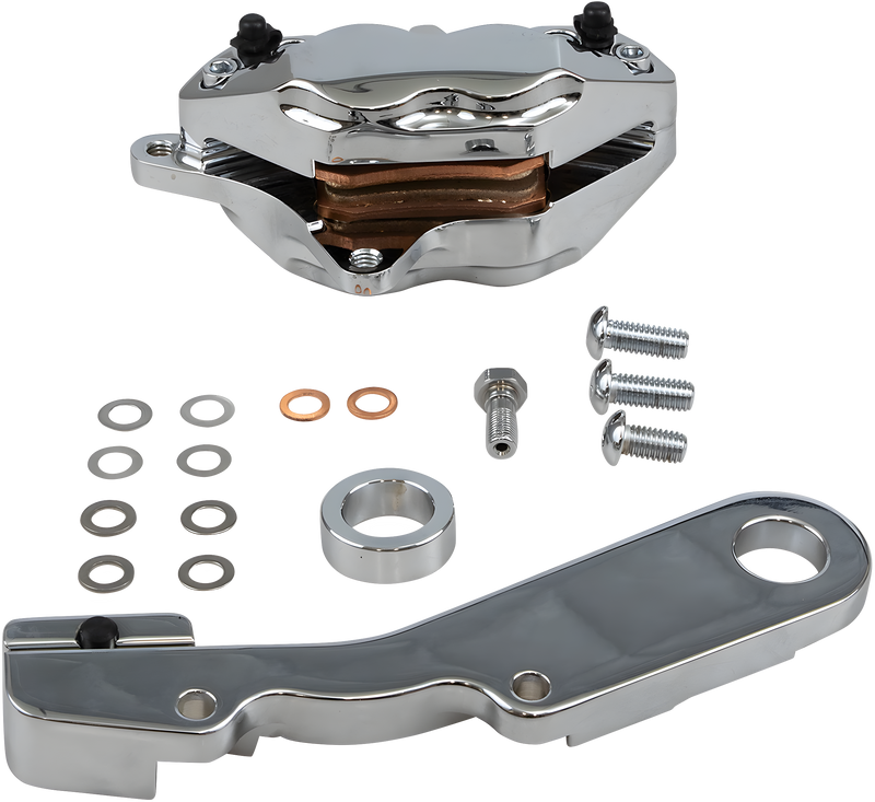Hawg Halters Inc 4 Piston Caliper Kit - Pist Rear Caliper KIT Chrome 25mm FLT 0… — Harley-Davidson (1984-2026)
