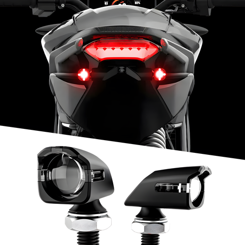 Xk Glow Mini LED Turn Signal - Black RED Pair