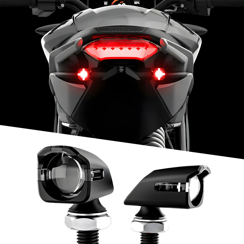 Xk Glow Mini LED Turn Signal - Black RED Pair