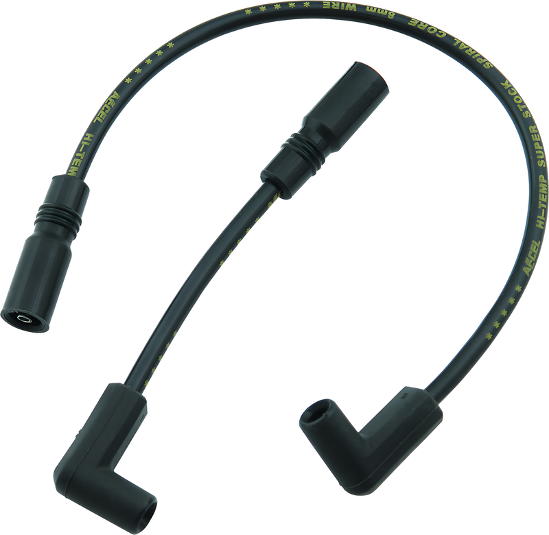 Accel S/S Spiral Core Wire - SET 8.0mm Black — Harley-Davidson Road King, Electra Glide Ultra Classic, Softail Heritage Classic (1999-2017)