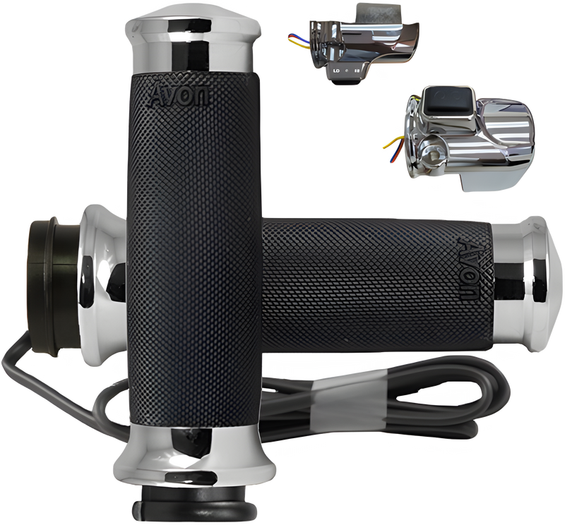 Avon Custom Contour Twist Grip - Heated Chrome Twist Grip — Harley-Davidson Road Glide Limited, Trike Road Glide 3, Road Glide Custom (2023-2024)