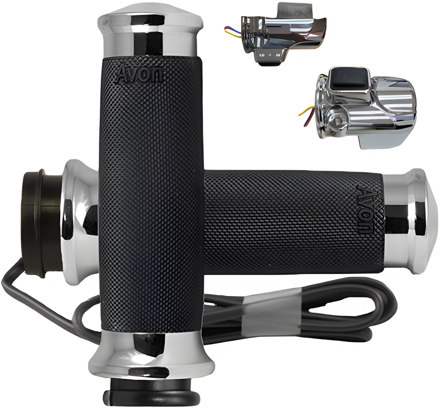 Avon Custom Contour Heated Chrome Twist Grips - Harley-Davidson Touring