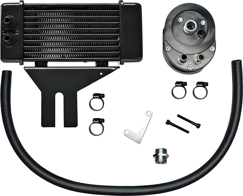 JAGG Horizontal Oil Cooler - Black — Harley-Davidson Dyna Wide Glide, Dyna Low Rider, Dyna Super Glide (1991-2017)