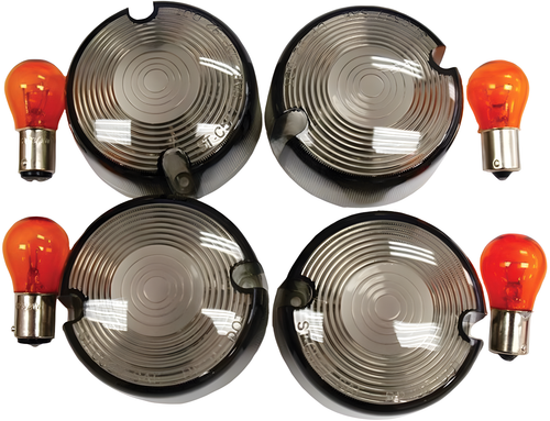Harddrive Smoked Turn Signal Lens Kit - Domed — Harley-Davidson Sportster 883, Sportster 883 Hugger, Softail Custom (1986-2001)