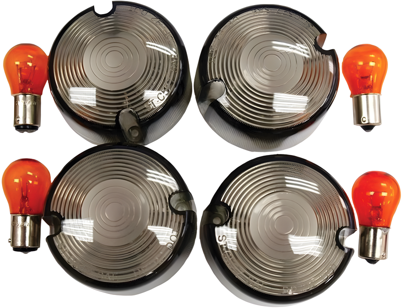 Harddrive Smoked Turn Signal Lens Kit - Domed — Harley-Davidson Sportster 883, Sportster 883 Hugger, Softail Custom (1986-2001)