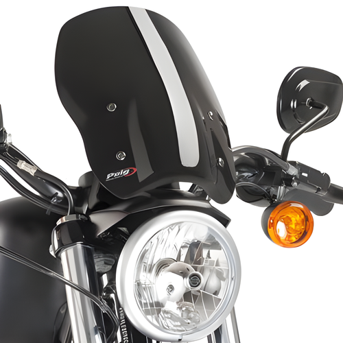 PUIG Naked New Gen Windscreen - Black `04-UP XL (ex 48) — Harley-Davidson Sportster 1200 Custom, Super Low, Iron 883 (2004-2020)