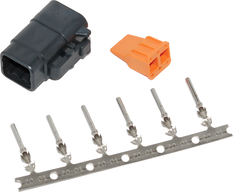 NAMZ Custom Cycle Deutsch DTM Plug and Wedgelock - 6-PIN Black Plug W/6 Trmnls/…