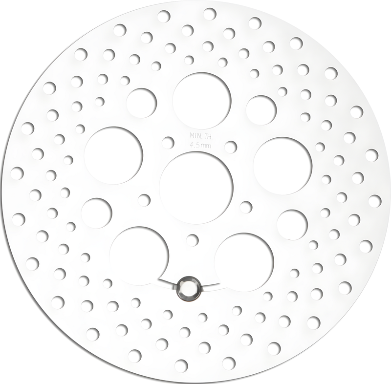 Harddrive Touring Brake Rotors - SS - Drilled FR Rotor 11.8 Polished — Harley-Davidson Dyna Street Bob, Dyna Wide Glide, Dyna Fat Bob (2006-2021)
