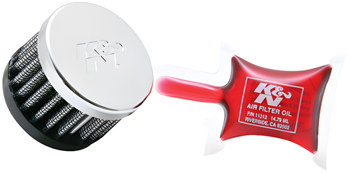 K&N Crankcase Vent Air Filter - Direct Mount - Chrome TOP