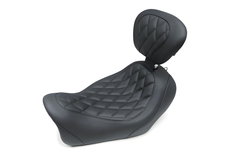Mustang Motorcycle Solo with Driver Backrest Diamond — 2014-2017 Harley-Davidson
