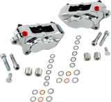 Hawg Halters Inc 4-Piston Front Dual Caliper Kit Chrome - FKDDCC551 - Harley & Indian V-Twin