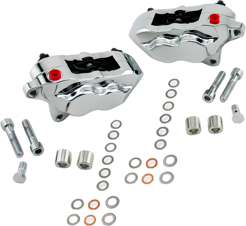 Hawg Halters Inc 4 Piston Caliper Kit - Pist Front Dual Caliper KIT Chrome 00-U… — Harley-Davidson (1984-2026)