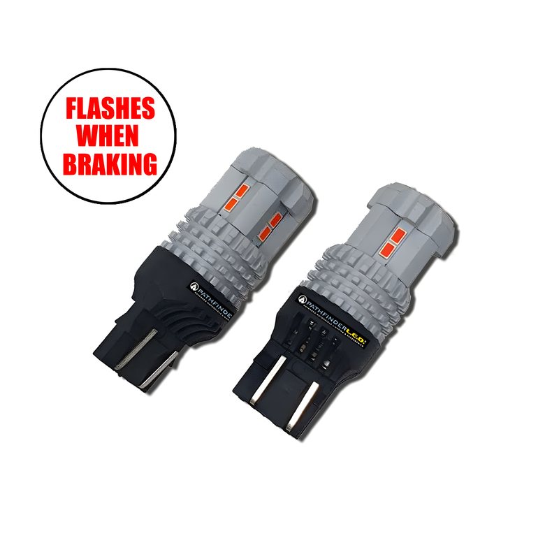 Pathfinder Ultra Flash LED Bulb - RED LED Bulb PR 7443 Flashes 4x When Braking