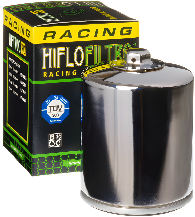 Hiflofiltro Oil Filter - Chrome — Harley-Davidson Sportster 1200 Custom, Sportster 883, Sportster 883 Hugger (1980-2019)