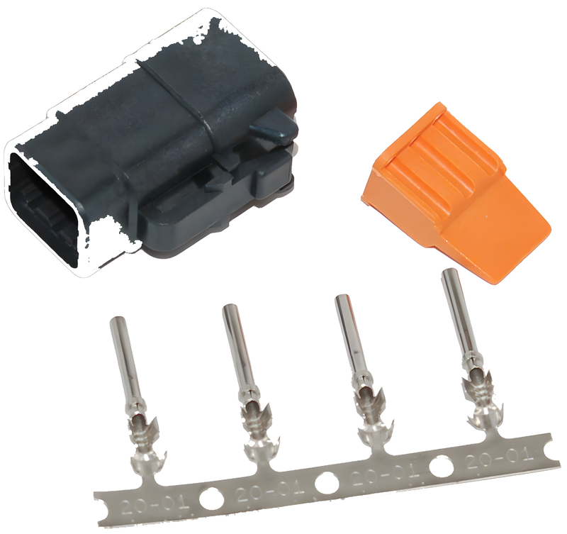NAMZ Custom Cycle Deutsch DTM Plug and Wedgelock - 4-PIN Black Plug W/4 Trmnls/…