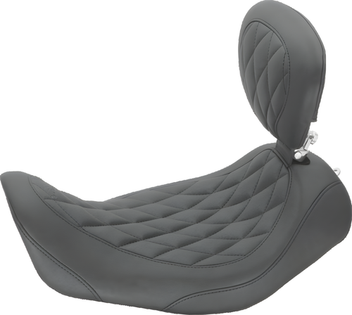 Mustang Motorcycle Solo with Driver Backrest Diamond — 2006-2017 Harley-Davidson Dyna Wide