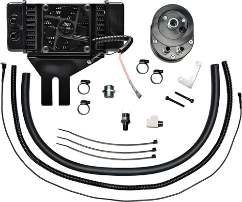 JAGG Horizontal Oil Cooler - FAN-Assisted — Harley-Davidson Dyna Wide Glide, Dyna Low Rider, Dyna Super Glide (1991-2017)