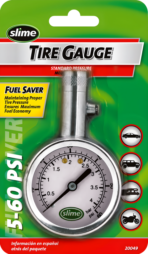 Slime Tire Repair Gauge w/Bleed Valve - Chrome
