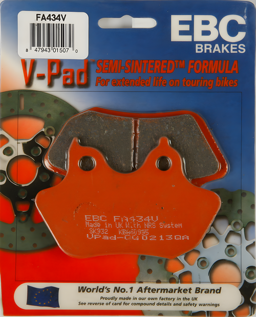 EBC Semi-Sintered Brake Pads - Fa434v V-Series — Harley-Davidson Softail Springer Classic, Softail, Softail Night Train (2006-2007)