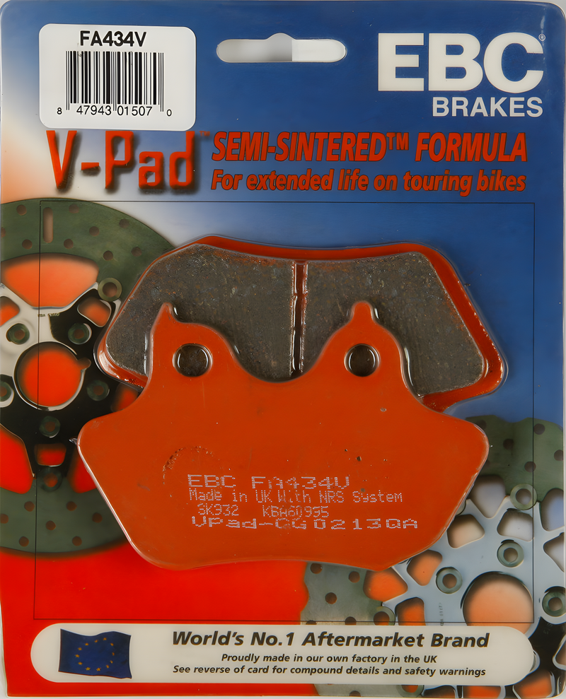 EBC Semi-Sintered Brake Pads - Fa434v V-Series — Harley-Davidson Softail Springer Classic, Softail, Softail Night Train (2006-2007)