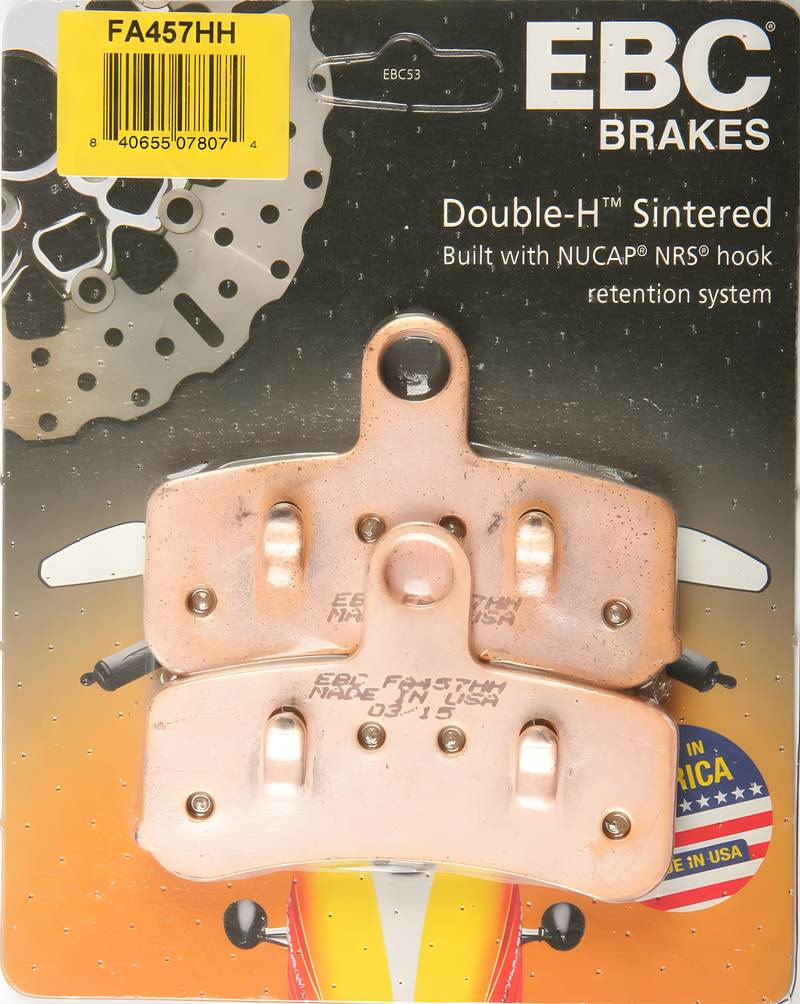 EBC Standard Brake Pads - Fa457 Double-H Sintered — Harley-Davidson Softail Fat Boy, Dyna Street Bob, Dyna Fat Bob (2008-2017)
