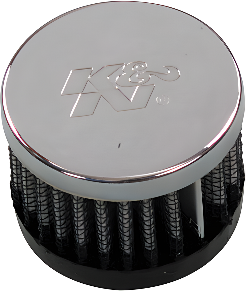 K&N Crankcase Vent Air Filter - Direct Mount - Chrome TOP