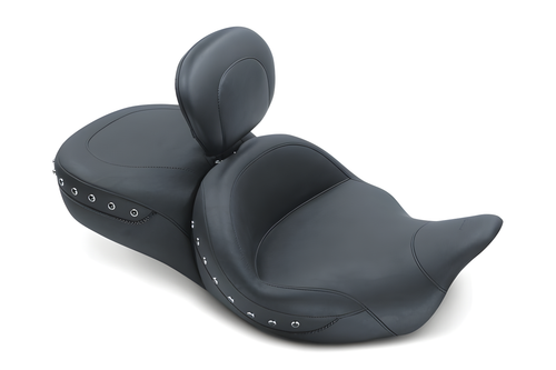 Mustang Motorcycle 1 Piece with Driver Backrest Black Pearls — 2008-2021 Harley-Davidson Touring