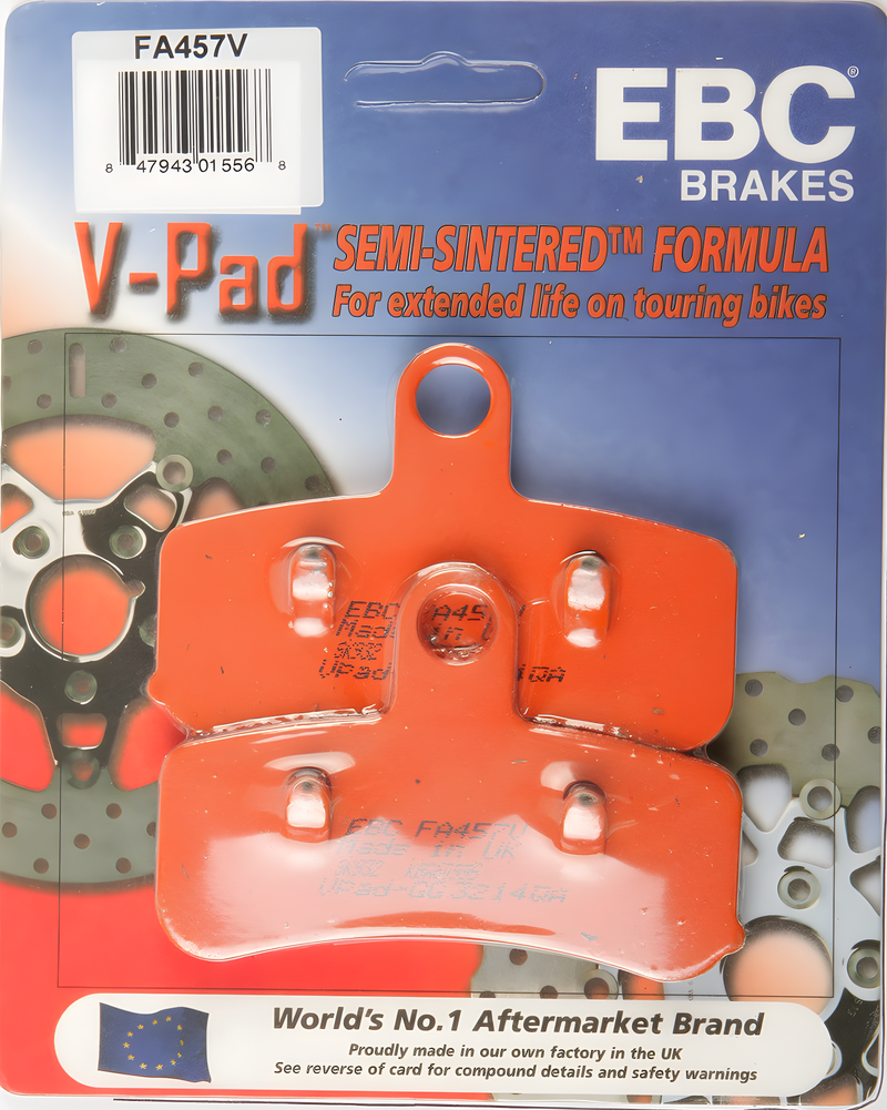 EBC Semi-Sintered Brake Pads - Fa457v V-Series — Harley-Davidson Softail Fat Boy, Dyna Street Bob, Dyna Fat Bob (2008-2017)