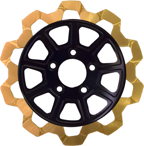 Lyndall Brakes 9 Spoke Bow Tie Rotors - Rotor Front BLK/Gold BOW TIE 11.5