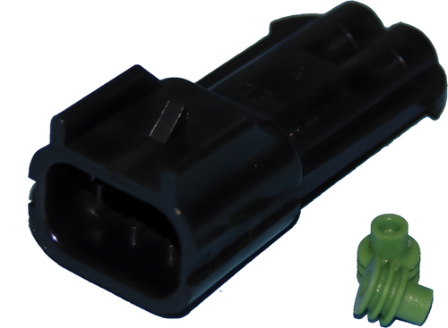 NAMZ Custom Cycle Delphi WeatherPack Male Connectors - 2-Wire Male Connector
