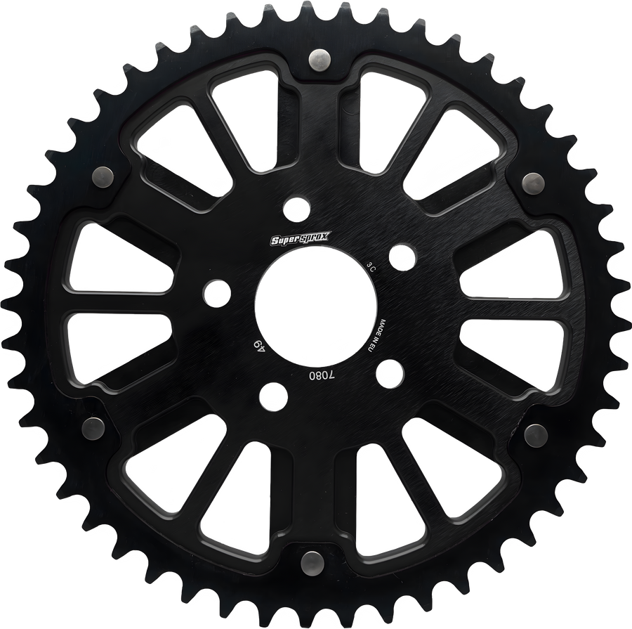 Supersprox Stealth 49T Black Aluminum Core Rear Sprocket - Harley & Indian V-Twin