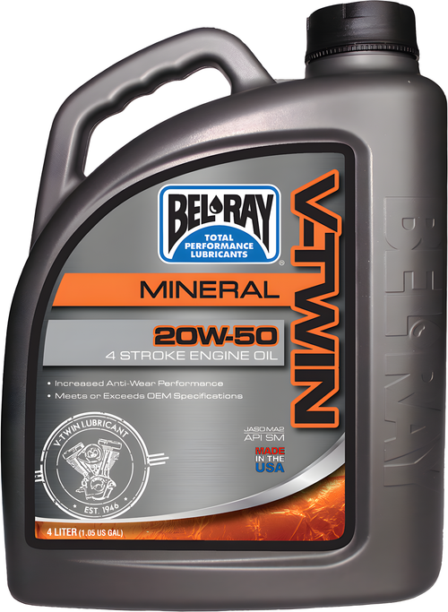 Bel-Ray V-Twin Mineral Engine Oil - 20w50 4l (4/Case Sold Ea)