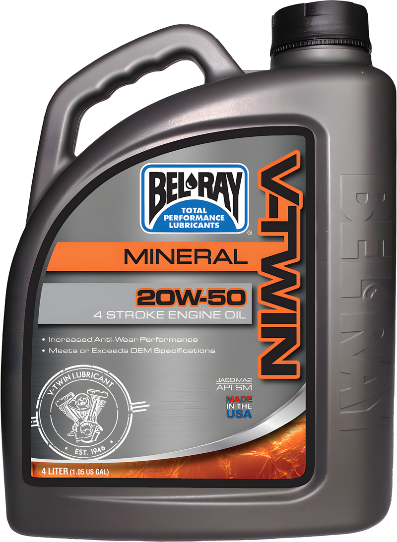 Bel-Ray V-Twin Mineral Engine Oil - 20w50 4l (4/Case Sold Ea)