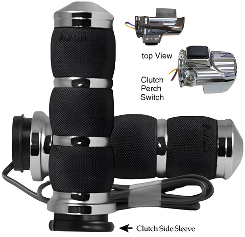Avon Air Cushion FBW Heated Grips - 15-UP Fltr Chrome — Harley-Davidson Road Glide Special, Road Glide, Road Glide Custom (2015-2026)