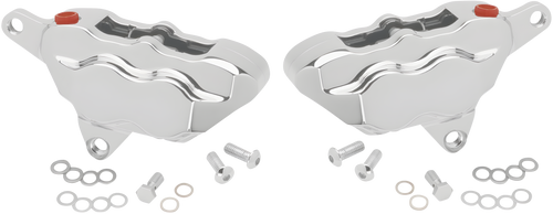 Hawg Halters Inc 4 Piston Caliper Kit - Pist Front Dual Caliper KIT Chrome 1984… — Harley-Davidson (1984-2026)