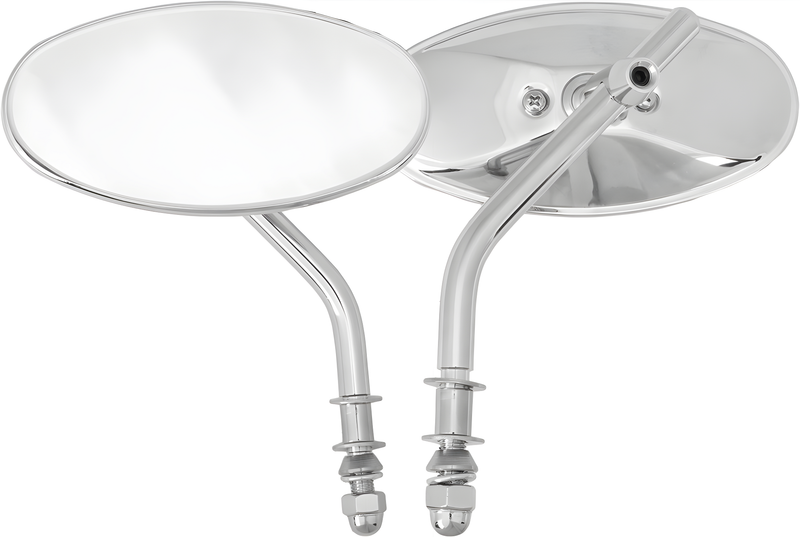 Harddrive Chrome Oval Mirror - Short Stem
