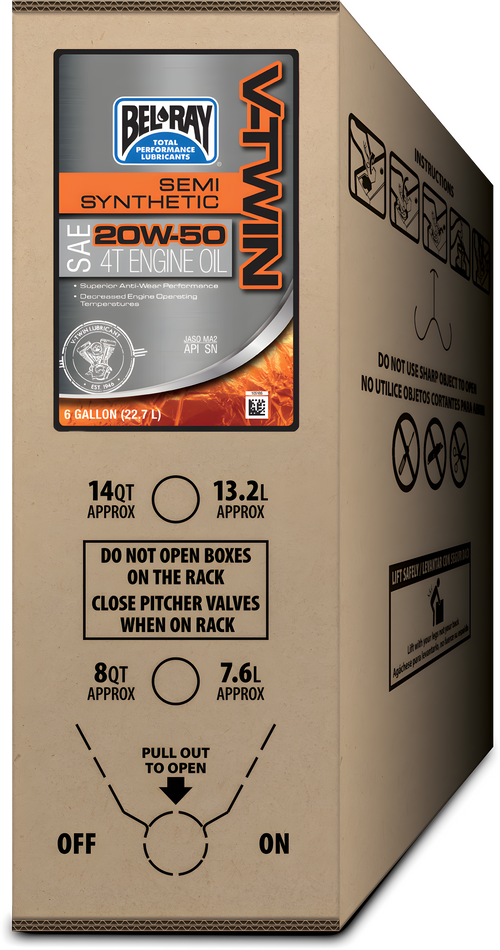 Bel-Ray V-Twin Semi-Synthetic Engine Oil - Semi-SYN Engine OIL 4t 20w50 6gal BIB