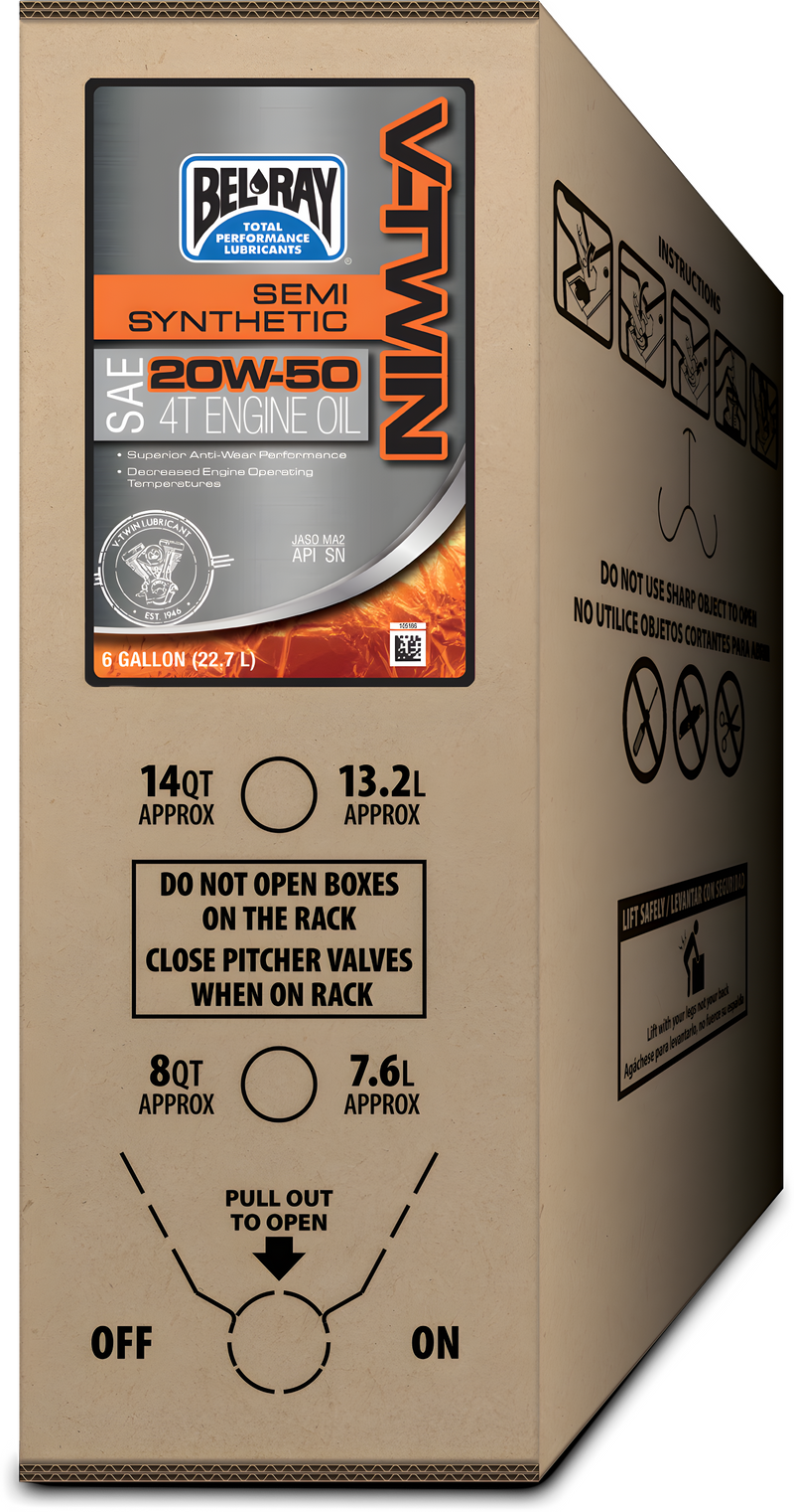 Bel-Ray V-Twin Semi-Synthetic Engine Oil - Semi-SYN Engine OIL 4t 20w50 6gal BIB