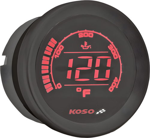 Koso Oil Temp Gauge - Black Bezel — Harley-Davidson Electra Glide Classic, Electra Glide Ultra Classic, CVO Electra Glide Ultra Classic (2004-2013)