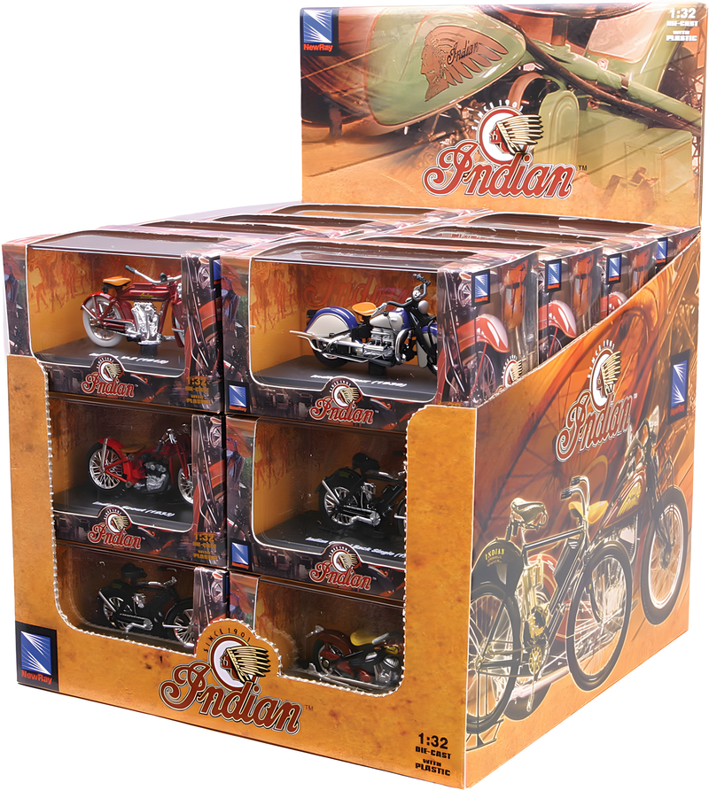 New-Ray 1:32 Assortment Pack w/Display Box - Sport Scout SET Assorted Indian Mo… — Indian Motorcycle Scout (2015-2025)