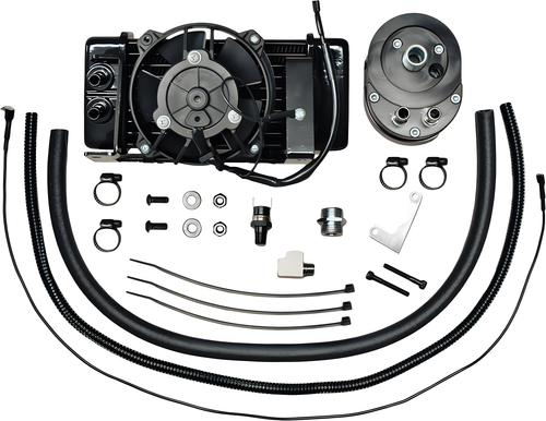 JAGG Horizontal Oil Cooler - FAN-Assisted — Harley-Davidson Road King, Electra Glide Ultra Classic, Street Glide (2009-2015)