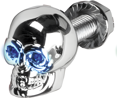 Harddrive Lighted Skull License Plate Screw - LIC Plate Screw Blue