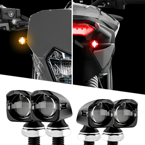 Xk Glow Mini LED Turn Signal - BLK KIT Front & Rear Amber/RED