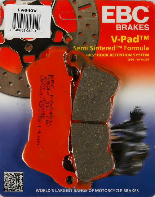 EBC Semi-Sintered Brake Pads - Fa640v Semi-Sintered V Series — Harley-Davidson Sportster 1200 Custom, Forty-Eight, Super Low (2014-2018)