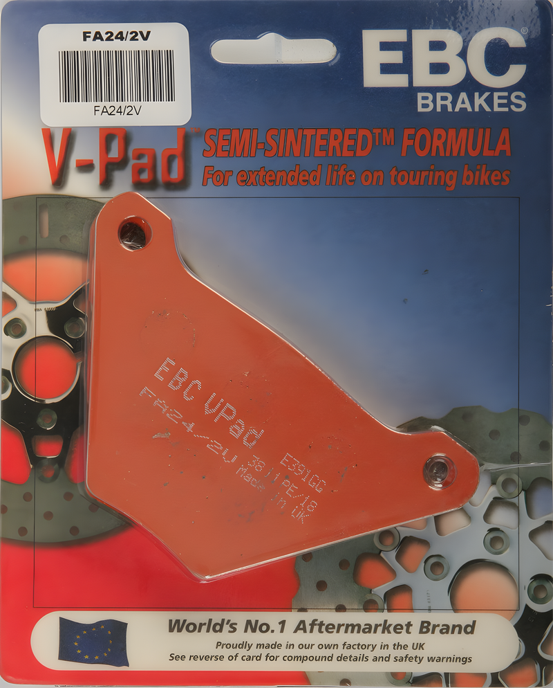 EBC Semi-Sintered Brake Pads - Fa24/2v V-Series — Harley-Davidson Electra Glide, Super Glide, Low Rider (1972-1984)