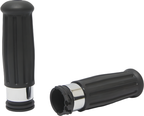 Harddrive Vintage Grips - Chrome Ring 96-UP Cable Throttle — Harley-Davidson (1996-2016)