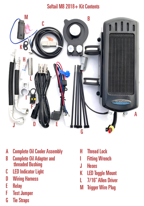 Ultracool M8 Side Mount Oil Cooler - Softail `2017-2023 Gloss BLK