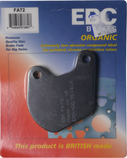 EBC Standard Brake Pads - Fa72 Organic — Harley-Davidson Sportster 1000, 1000 Roadster, Electra Glide (1979-1983)