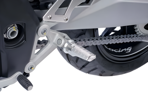 PUIG Hi-Tech Footpegs - Racing Silver — Harley-Davidson & Indian Motorcycle Iron 883, Scout, Scout Bobber (2009-2021)